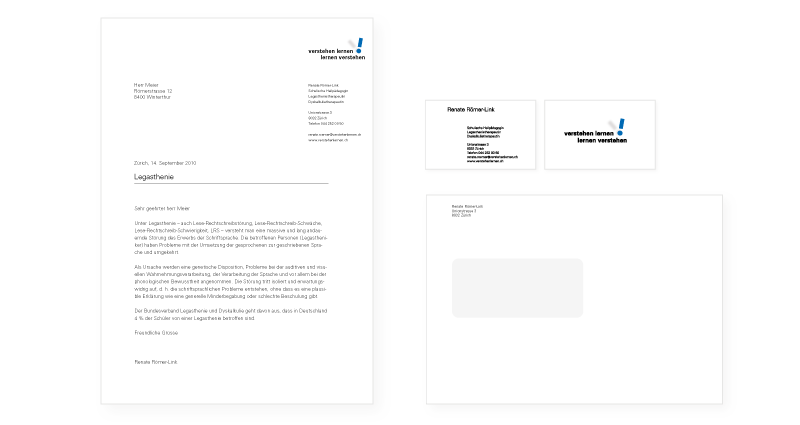 Atelier Leuthold Grafikdesign: Portfolio - Corporate design - Briefschaft Renate Römer-Link