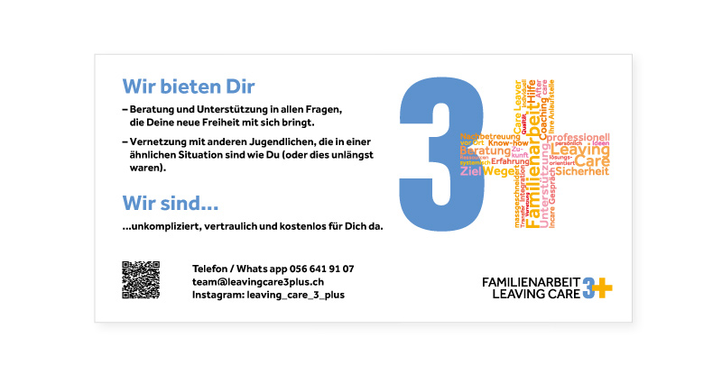 Atelier Leuthold Grafik schön und schnell und gut: CORPORATE PUBLISHING Flyer Familienarbeit 3+ Flyer Familienarbeit 3+ Rückseite