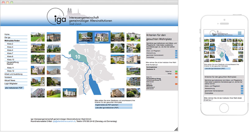 Atelier Leuthold Grafikdesign: Kunden - Iga interessen-
gemeinschaft 
gemeinnütziger alters-
institutionen 
stadt zürich  - Webseite IGA