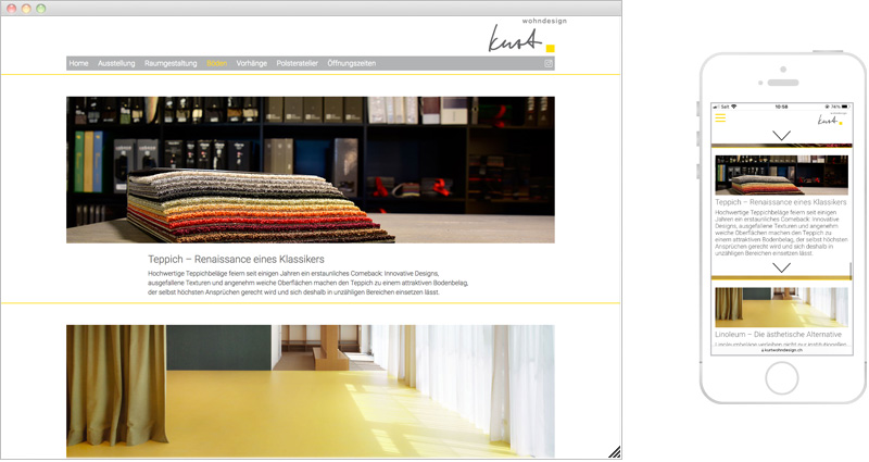 Atelier Leuthold Grafikdesign: Portfolio - Internet - Webseite Kurtwohndesign