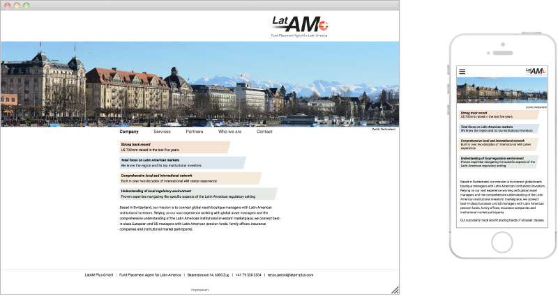 Atelier Leuthold Grafikdesign: Kunden - Latam plus
fund placement agent 
for latin america - Webseite LatAM Plus