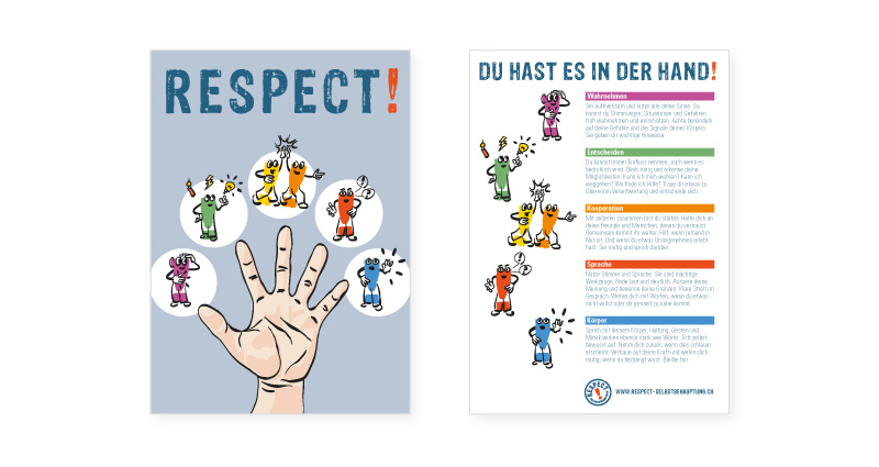 Atelier Leuthold Grafikdesign: Portfolio - Corporate publishing - Flyer Respect Selbstbehauptung