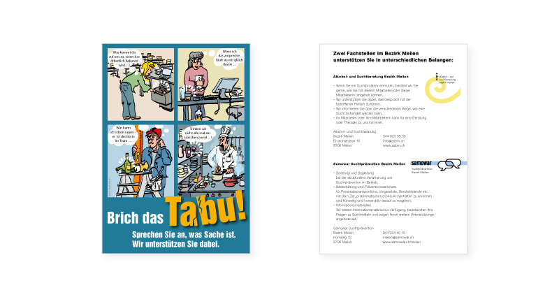 Atelier Leuthold Grafikdesign: Kunden - Samowar, 
jugendberatung 
suchtprävention 
bezirk meilen - Flyer Samowar 3