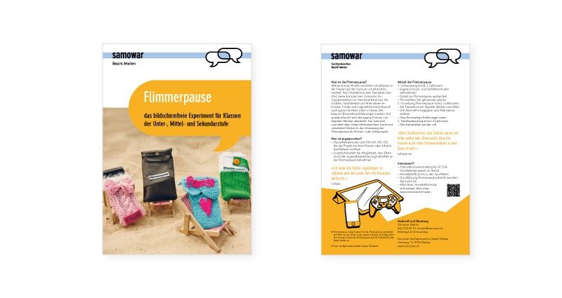 Atelier Leuthold Grafikdesign: Portfolio - Corporate publishing - Flyer Samowar Flimmerpause