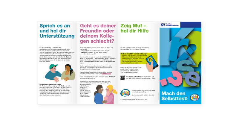 Atelier Leuthold Grafikdesign: Portfolio - Corporate publishing - Folder Schulgesundheitsdienste 2022