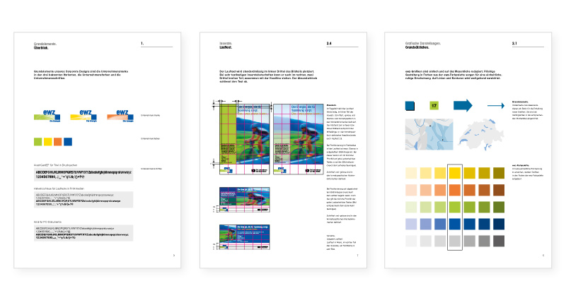 Atelier Leuthold Grafikdesign: Portfolio - Corporate design - Manual ewz