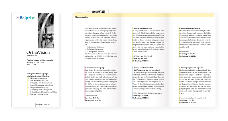 Atelier Leuthold Grafikdesign: Portfolio - Corporate publishing - Folder der Balgrist OrthoVision