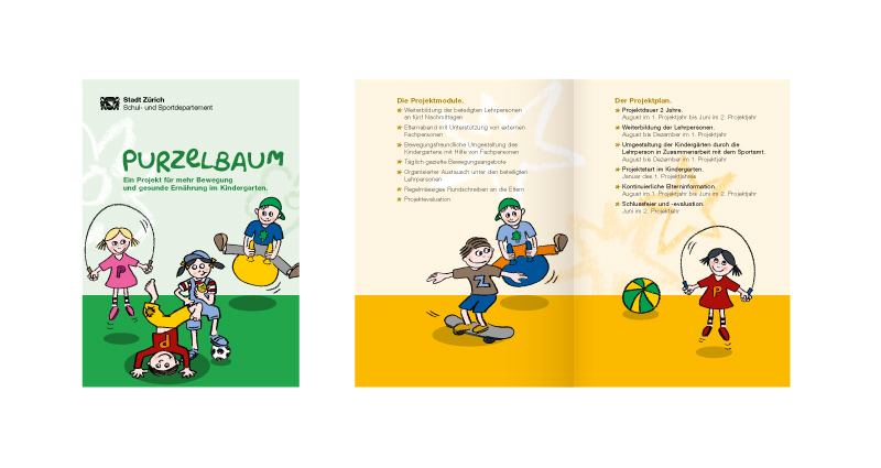 Atelier Leuthold Grafikdesign: Kunden - Schulgesundheitsdienste
der stadt zürich - Folder Stadt Zürich Schul- Sportdepartement