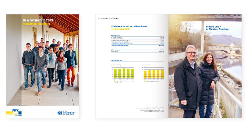 Atelier Leuthold Grafikdesign: Portfolio - Corporate publishing - Geschäftsbericht ewz 2013