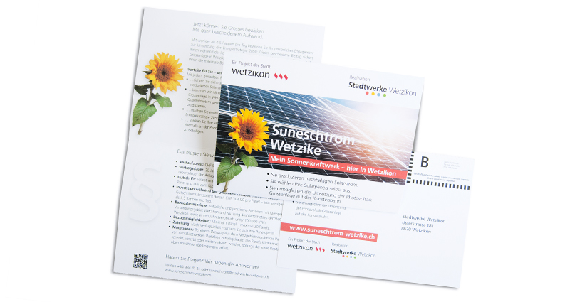 Atelier Leuthold Grafikdesign: Portfolio - Sitemap	 - kampagne suneschtrom wetzike, stadtwerke wetzikon - Kampagne Suneschtrom Wetzike, Stadtwerke Wetzikon