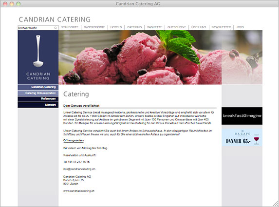 Atelier Leuthold Grafikdesign: Portfolio - Internet - Website Candrian Catering AG