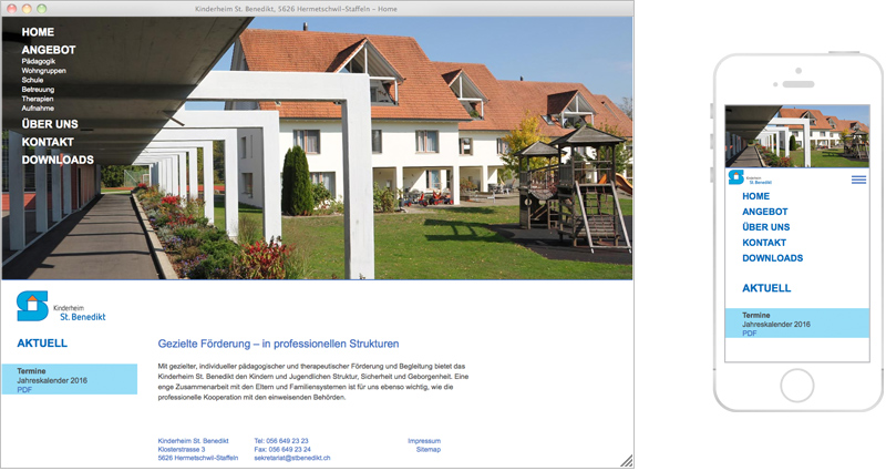 Atelier Leuthold Grafikdesign: Portfolio -  - Website Kinderheim St. Benedikt