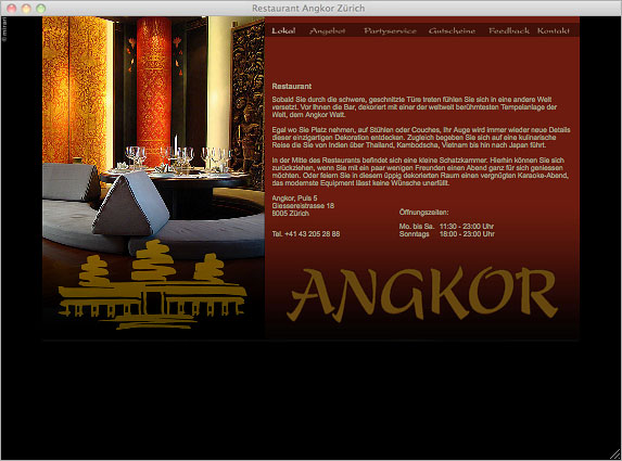 Atelier Leuthold Grafikdesign: Portfolio - Internet - Website Restaurant Angkor