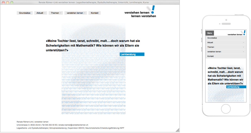 Atelier Leuthold Grafikdesign: Kunden - Renate römer-link
heilpädagogin - Webseite Verstehen lernen – Lernen verstehen