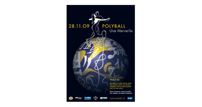 Atelier Leuthold Grafikdesign: Kunden - Eth zürich, 
polyballkommission - Plakat Polyball 2009